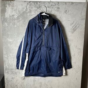 Nike Y2K Windbreaker Navy Pullover Track Nylon Jacket Swoosh‎ XXL Streetwear 90s